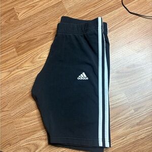 Adidas Black Shorts with White Stripes